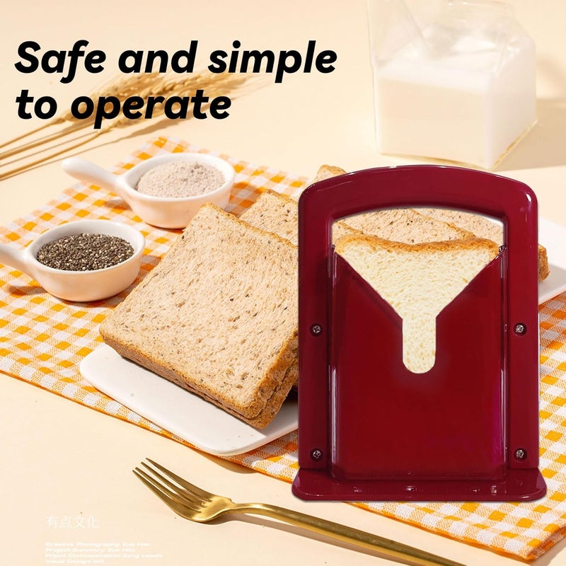 XPAPOV Bagel Slicer, Perfect for Bagels, Safe Grip, Safety Shield, Bagel Cutter Stainless Steel, Universal Slicer (Red) - Image 5